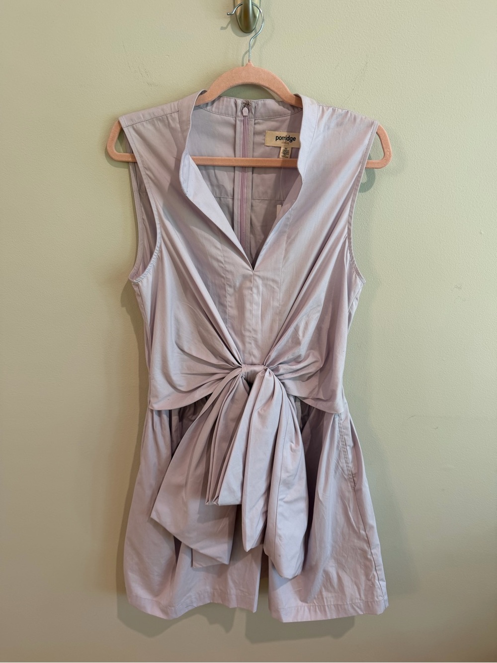 Anthropologie Porridge Lavender Tie-Front Bow Mini Dress